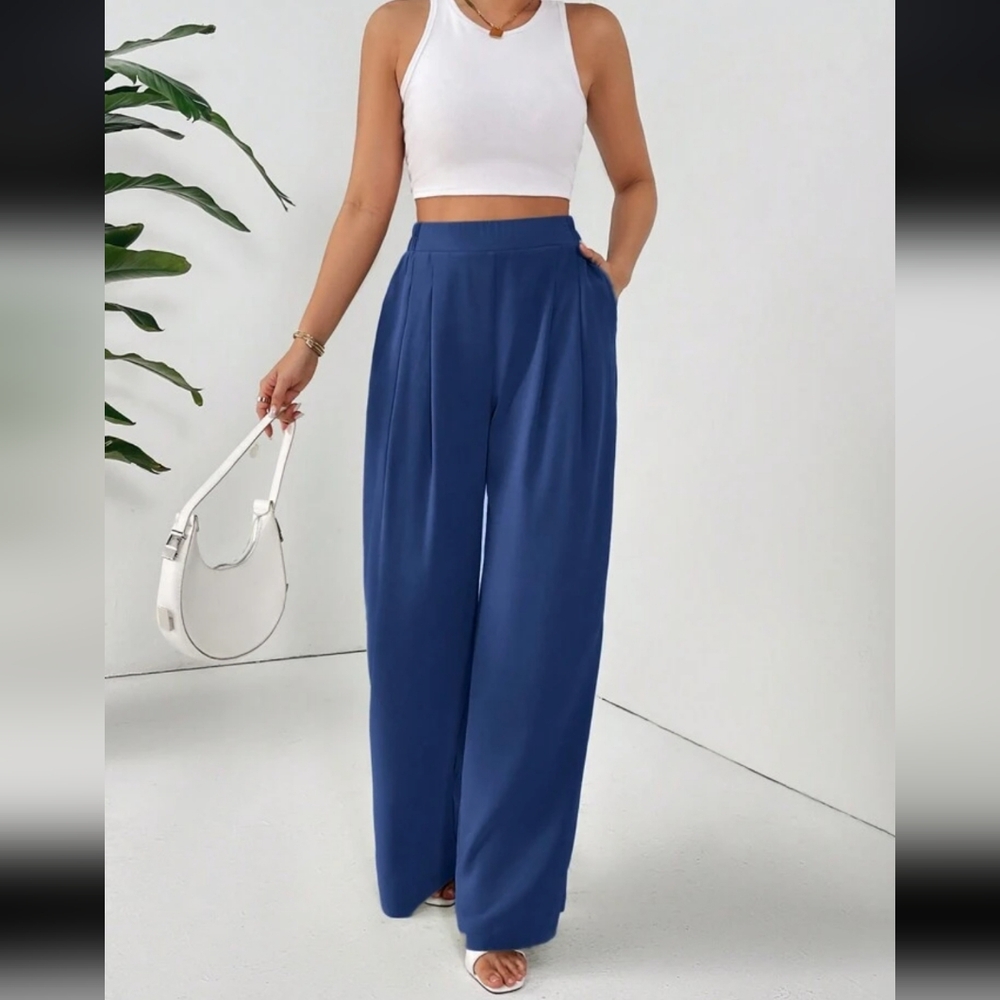SHEIN Blue Wide-Leg Pants